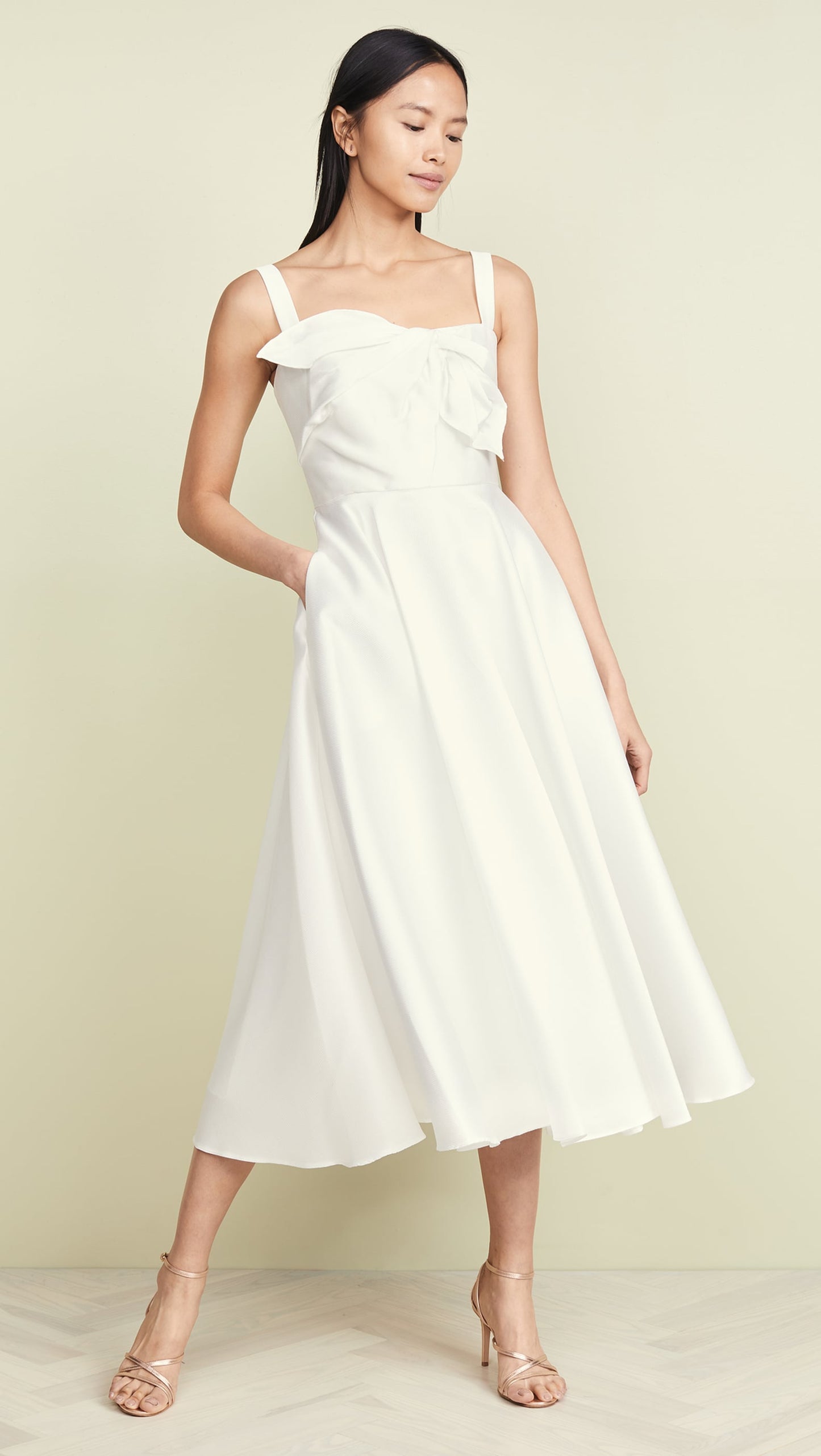 Dress 2657: Marchesa Notte "Tea Length with Draped Bodice" waist 26 STRAPLESS