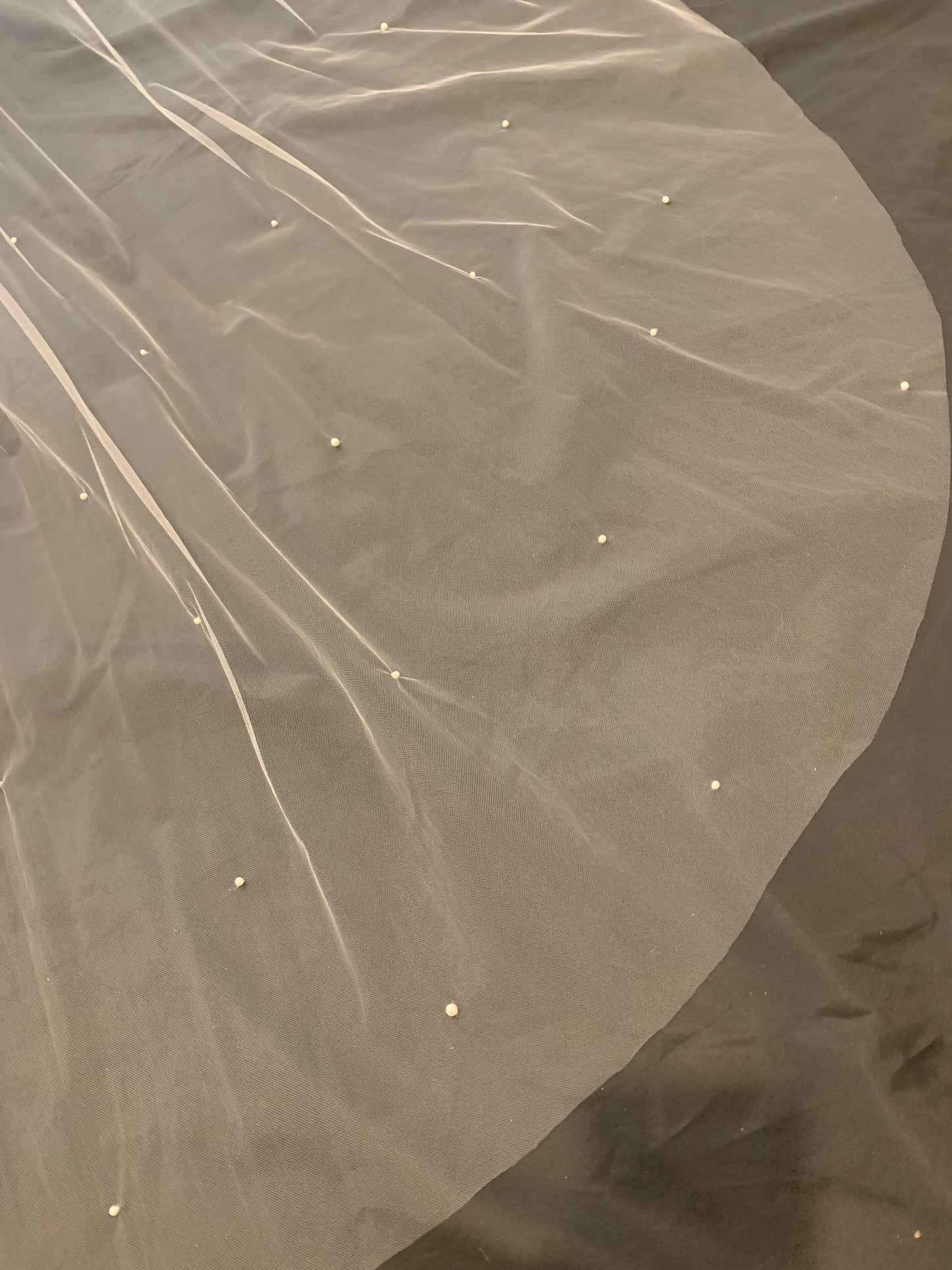 Veil 510a: Cut Edge Chapel Veil with Scattered Pearls