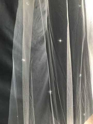 Veil 610b: Cut edge cathedral veil with scattered Swarovski crystals