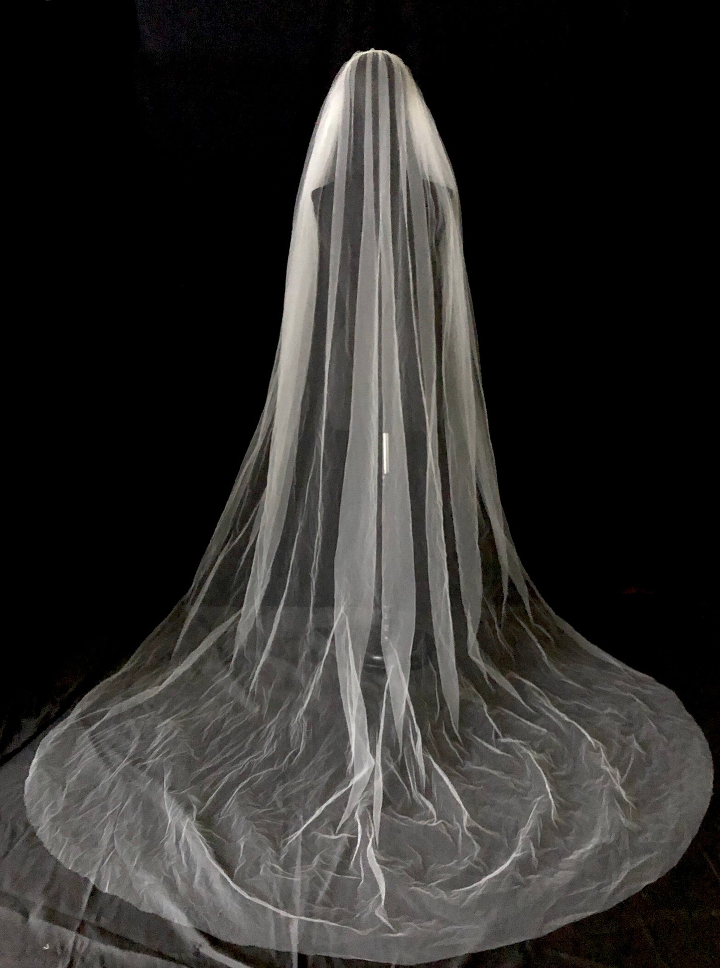 Veil 500a: Vera Wang chapel cut edge veil on headband in Ivory