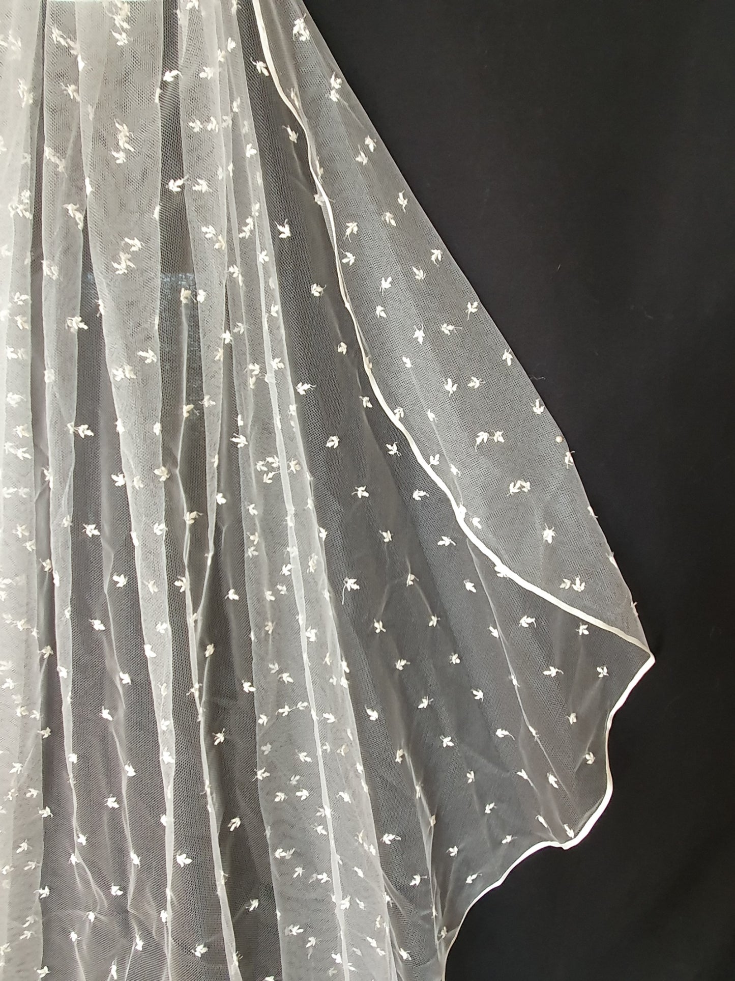 Veil 150b: Laura Jayne "India" fingertip length embroidered soft tulle