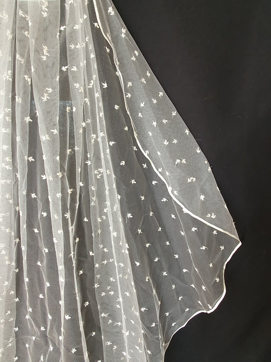 Veil 150b: Laura Jayne "India" fingertip length embroidered soft tulle
