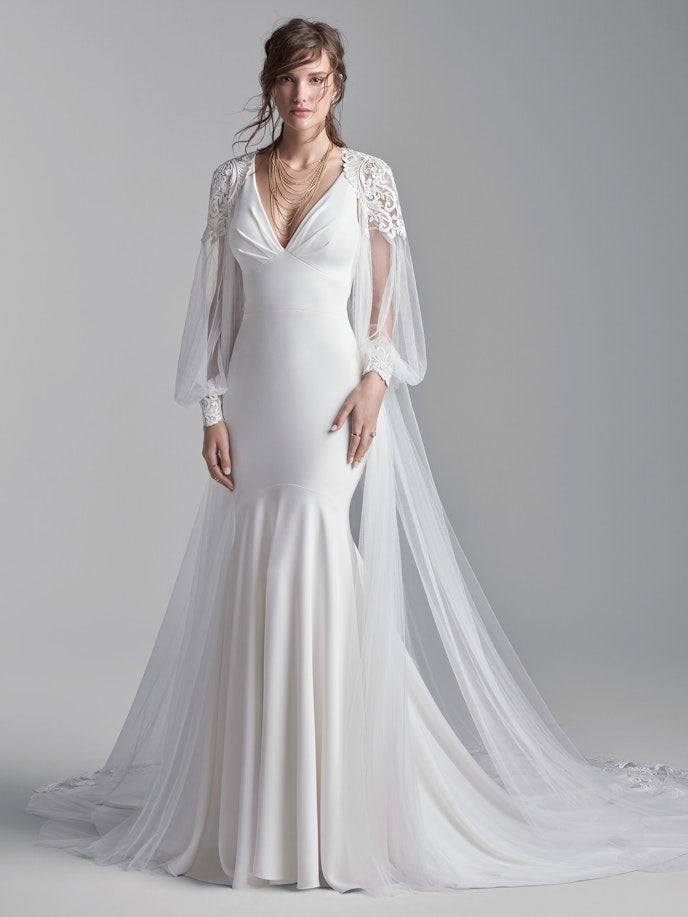 Maggie Sottero "Erin" Tulle Jacket/Train