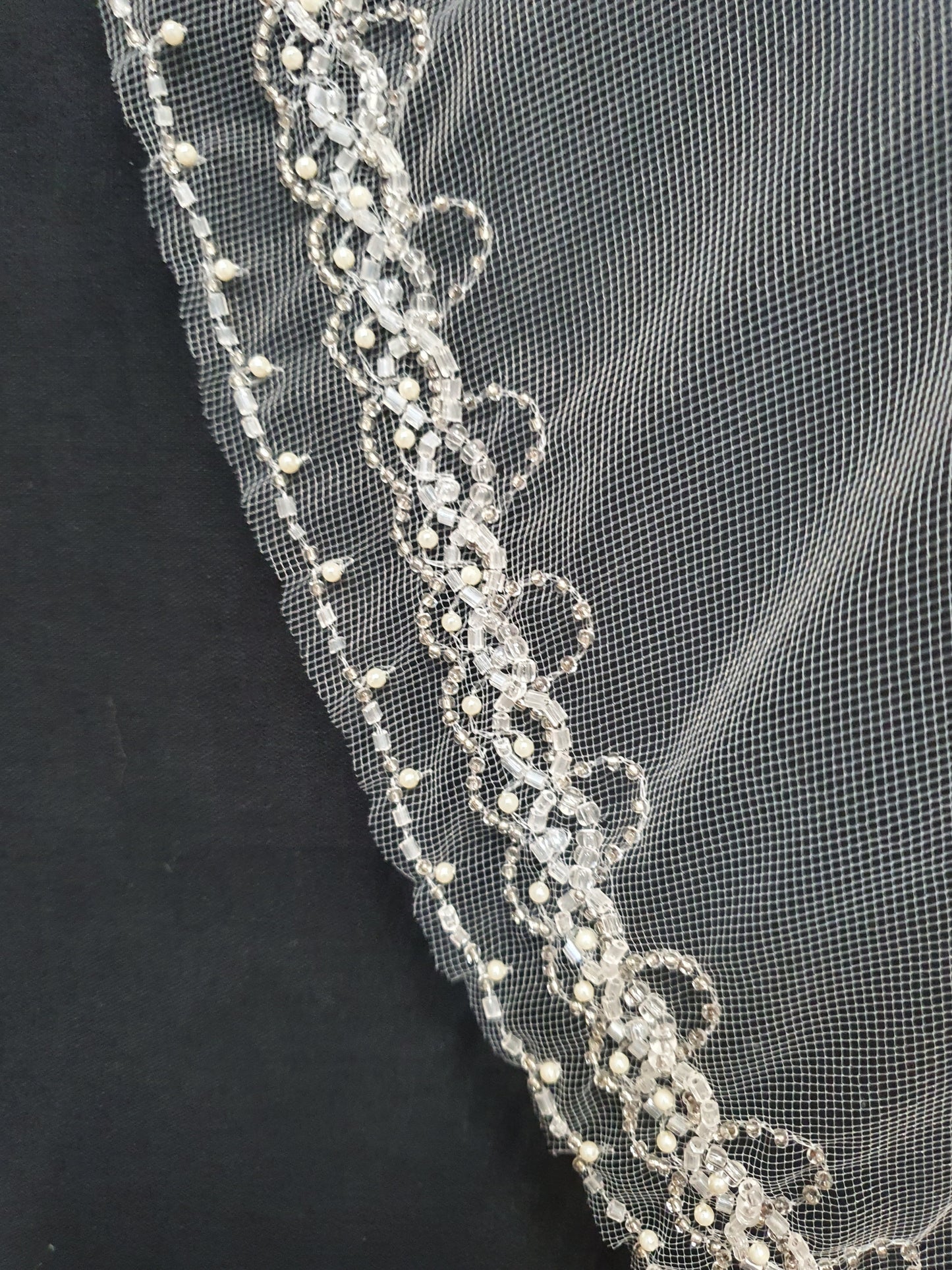 Veil 250misc: Light Ivory Fingertip Veils with Embroidery and Beading