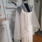 VC9: Silk organza veil cape with crystal details at neck and arm holes