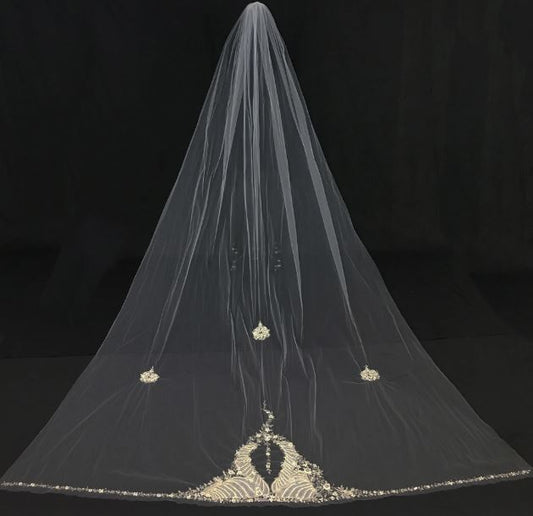 Veil V701: Rivini Beaded Cathedral veil