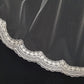 Veil 130misc: Light Ivory Fingertip Veils with Lace Trim