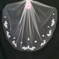 Veil 200: Fingertip light ivory veils with custom applique